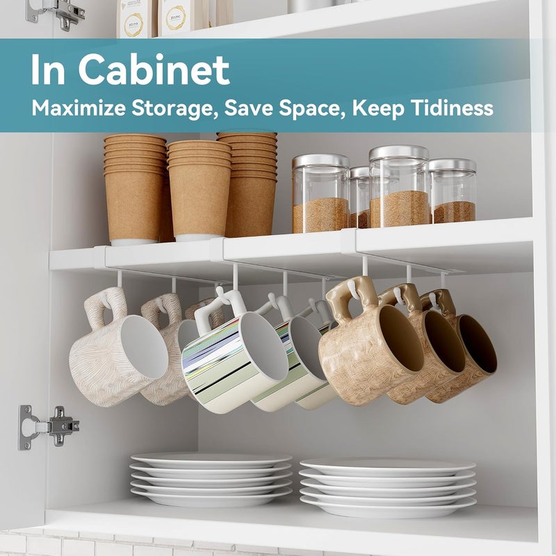 ECROCY Mug Hooks for Cabinet, Clip-On Shelf and Only Fits Flat Cabinet Without Any Lip, 3pcs Mug Holder No Drilling Free Damage - Image 2
